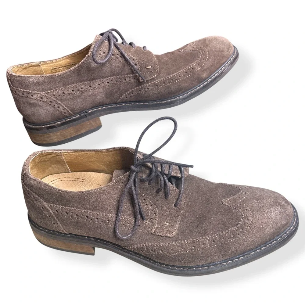 Vionic Bruno Wingtip Oxfords Suede Brown Orthotic Mens Size 11
